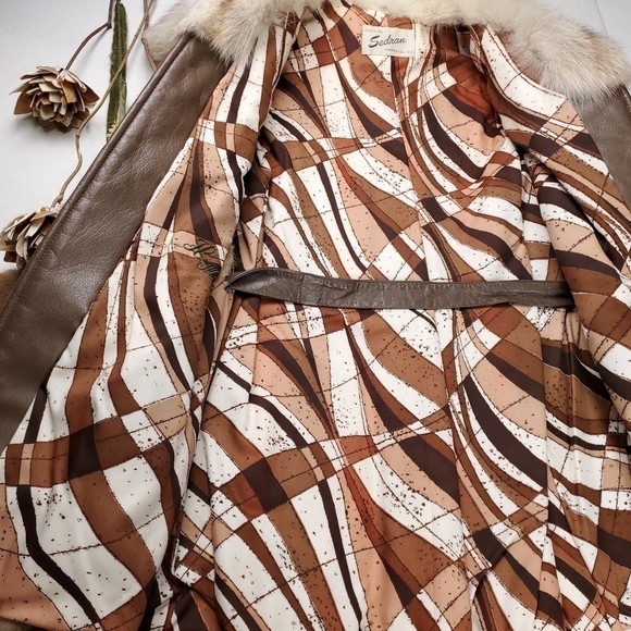 Sedran Furs Vintage Mink Leather Belted Fur Coat Combo - Picture 12 of 16